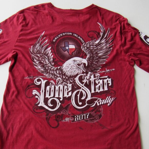 Lone Star Rally 2017 Galveston Texas Island Red Long Sleeve Graphic T-Shirt - Picture 3 of 7